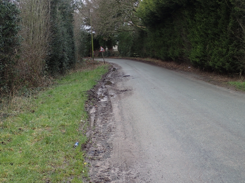 Damage to road verge on Bridgemere Lane 