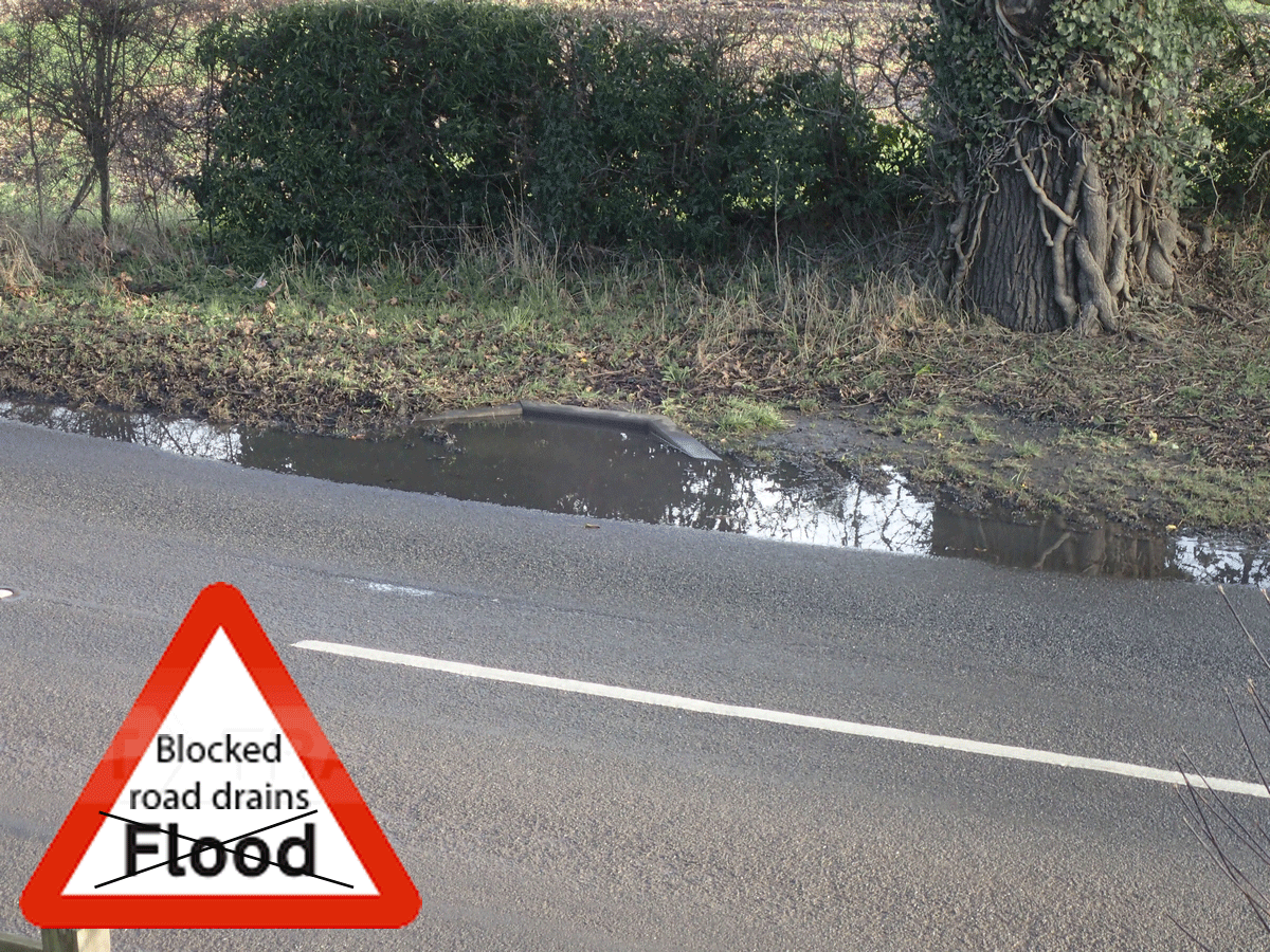Blocked gulley on Audlem Road